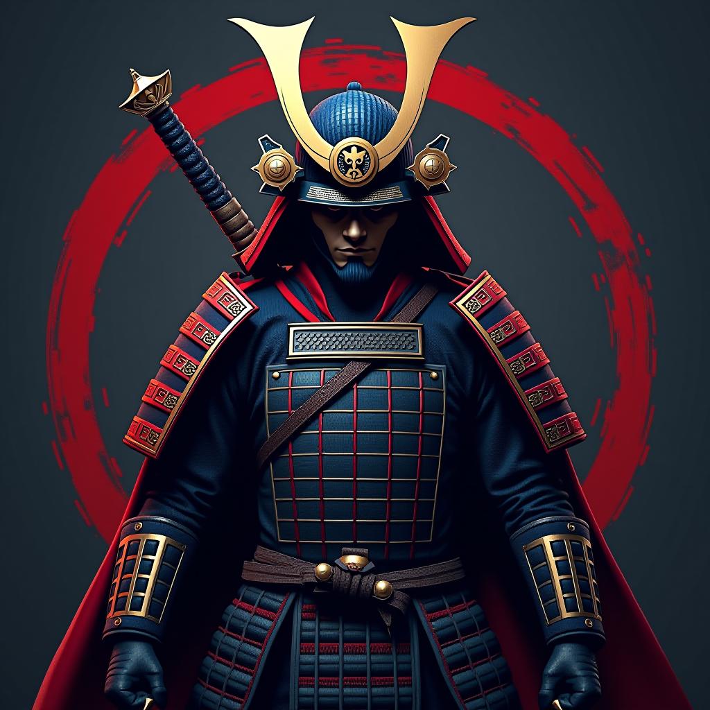  design a logo, emblem logo, with the written text ‘cristian tenemos que mejorar la adquisicion’, samurai theme, red and blue. hyperrealistic, full body, detailed clothing, highly detailed, cinematic lighting, stunningly beautiful, intricate, sharp focus, f/1. 8, 85mm, (centered image composition), (professionally color graded), ((bright soft diffused light)), volumetric fog, trending on instagram, trending on tumblr, HDR 4K, 8K