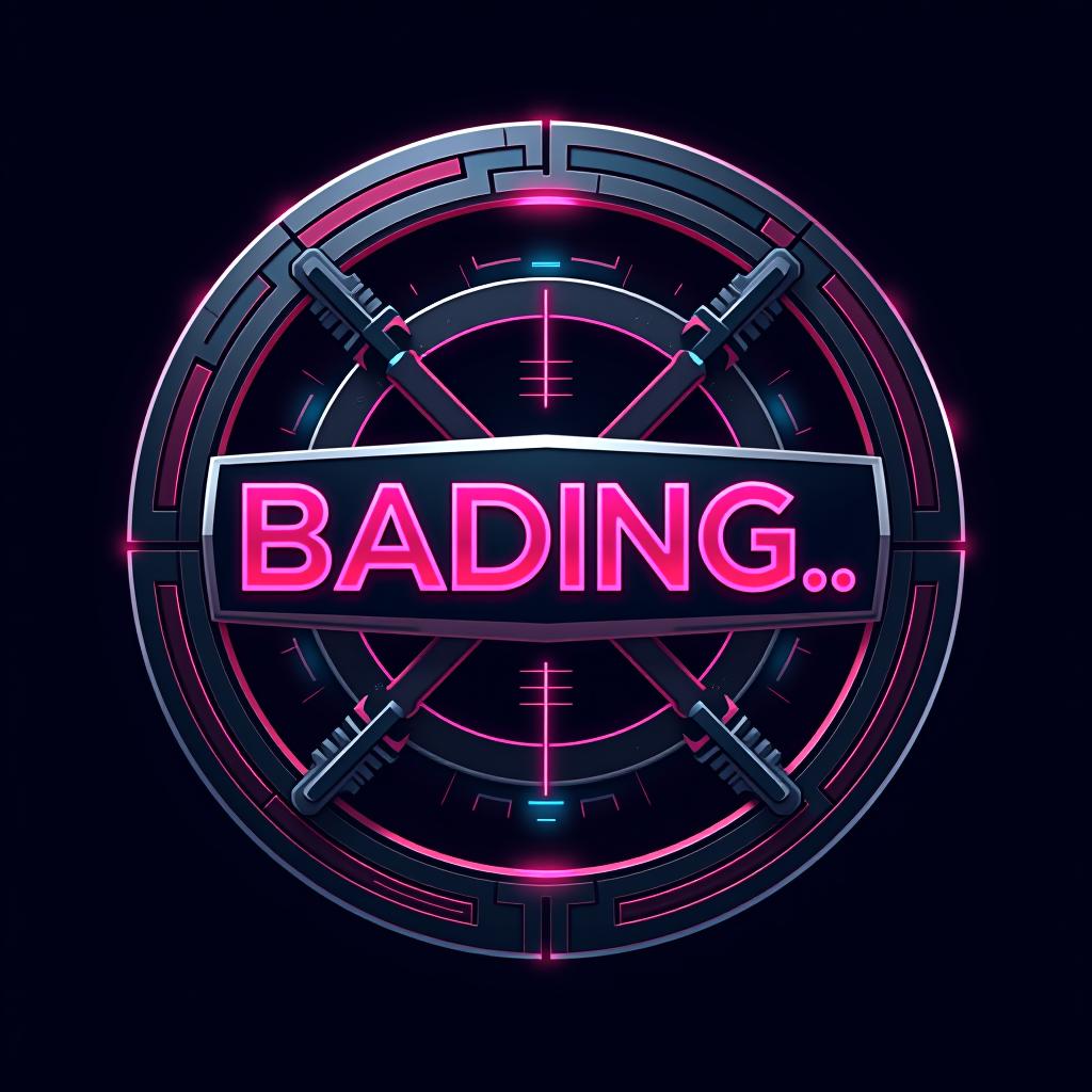  bading..., (logo), advanced, high tech, sleek, sci fi, abstract, digital elements, metallic, neon colors, progressive