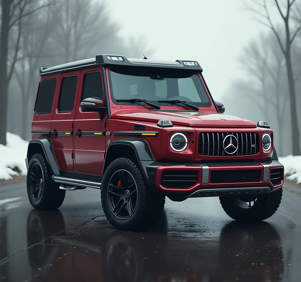  generate an art image.mercedes benz gwagon hyperrealistic, full body, detailed clothing, highly detailed, cinematic lighting, stunningly beautiful, intricate, sharp focus, f/1. 8, 85mm, (centered image composition), (professionally color graded), ((bright soft diffused light)), volumetric fog, trending on instagram, trending on tumblr, HDR 4K, 8K