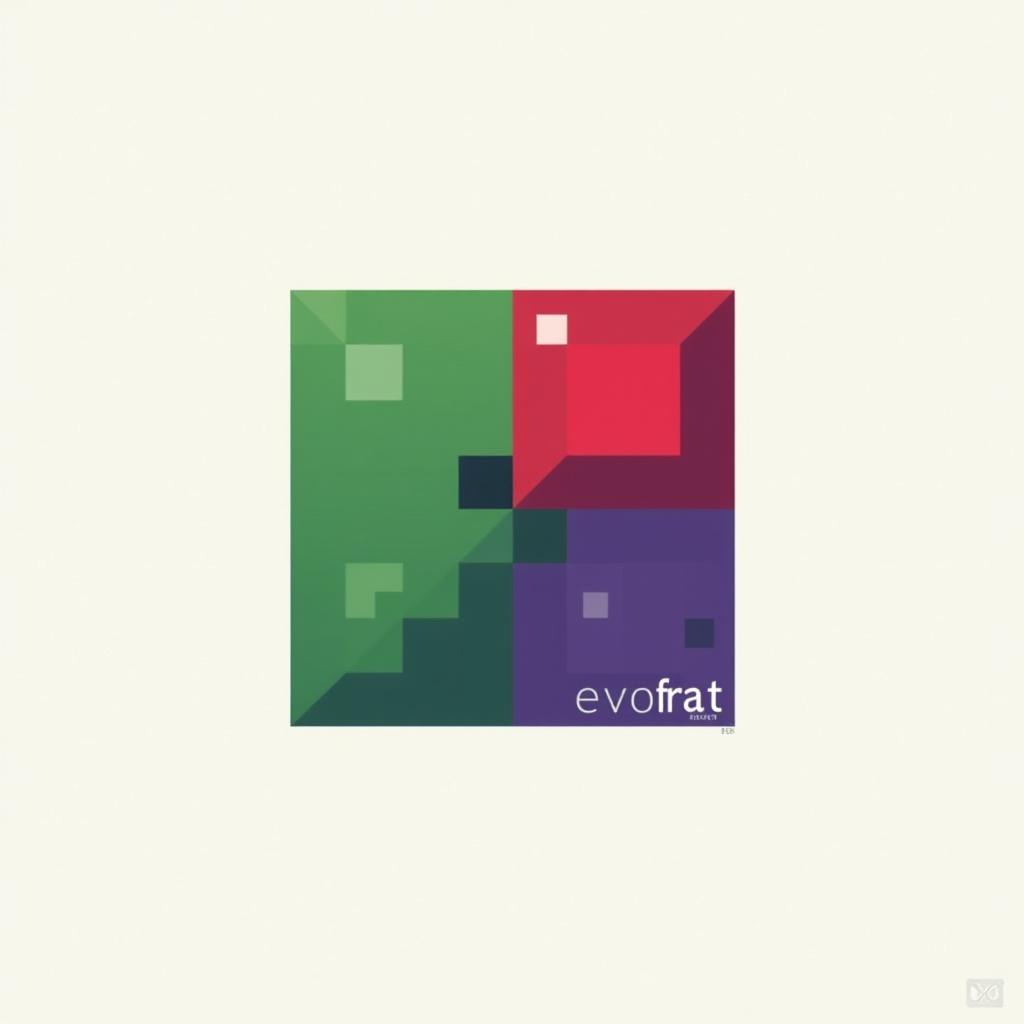  design a logo, logo pour une série minecraft, ou à l’intérieur du logo, l’image serait divisé en trois couleurs : le vert sur la gauche, le rouge au milieu, et le violet sur la droite, with the text 'evoraft'.