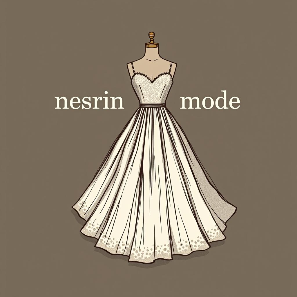  design a logo, in a pencil style. erstelle mir ein logo für ein kleider laden elegant aber auffällig mit kleider haute couture mit dem namen beige und weiß , with the text 'nesrin mode '.