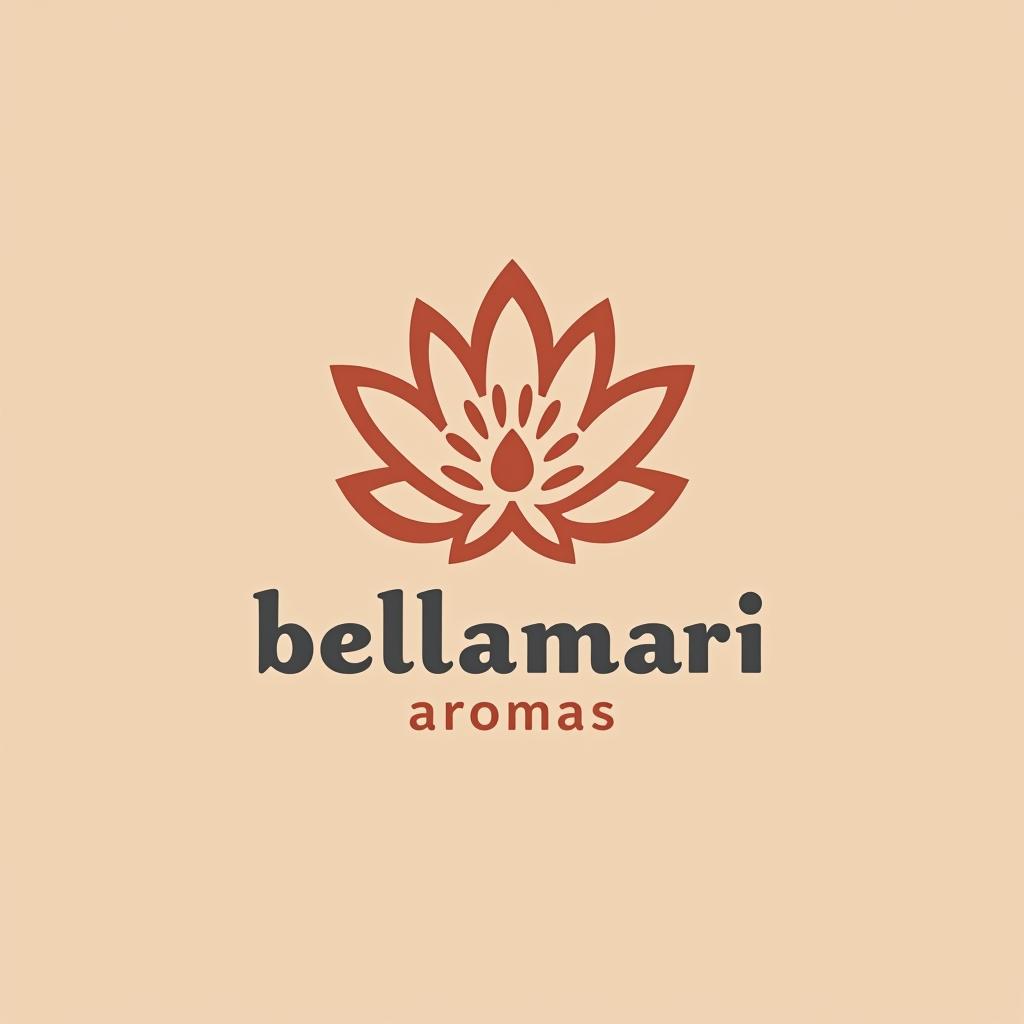  design a logo, i would like to create a logo with a flower that refers to the spa, tranquility, with the text 'bellamari aromas'.