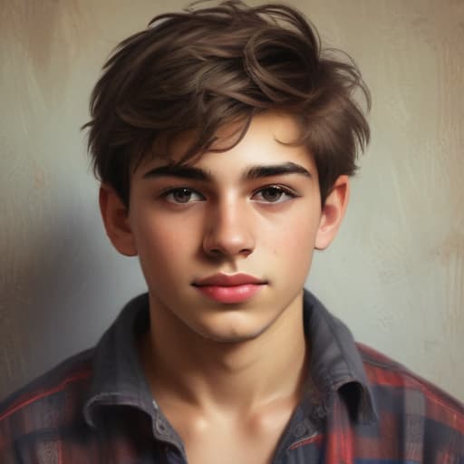 Pernas peludas de um homem adolescente in Oil painting style