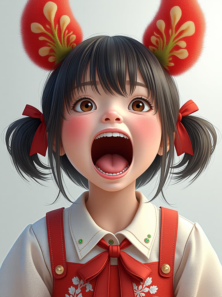  large open mouth, first grader of elementary school, girl, masterpiece, best quality,8k,ultra detailed,high resolution,an extremely delicate and beautiful,hyper detail