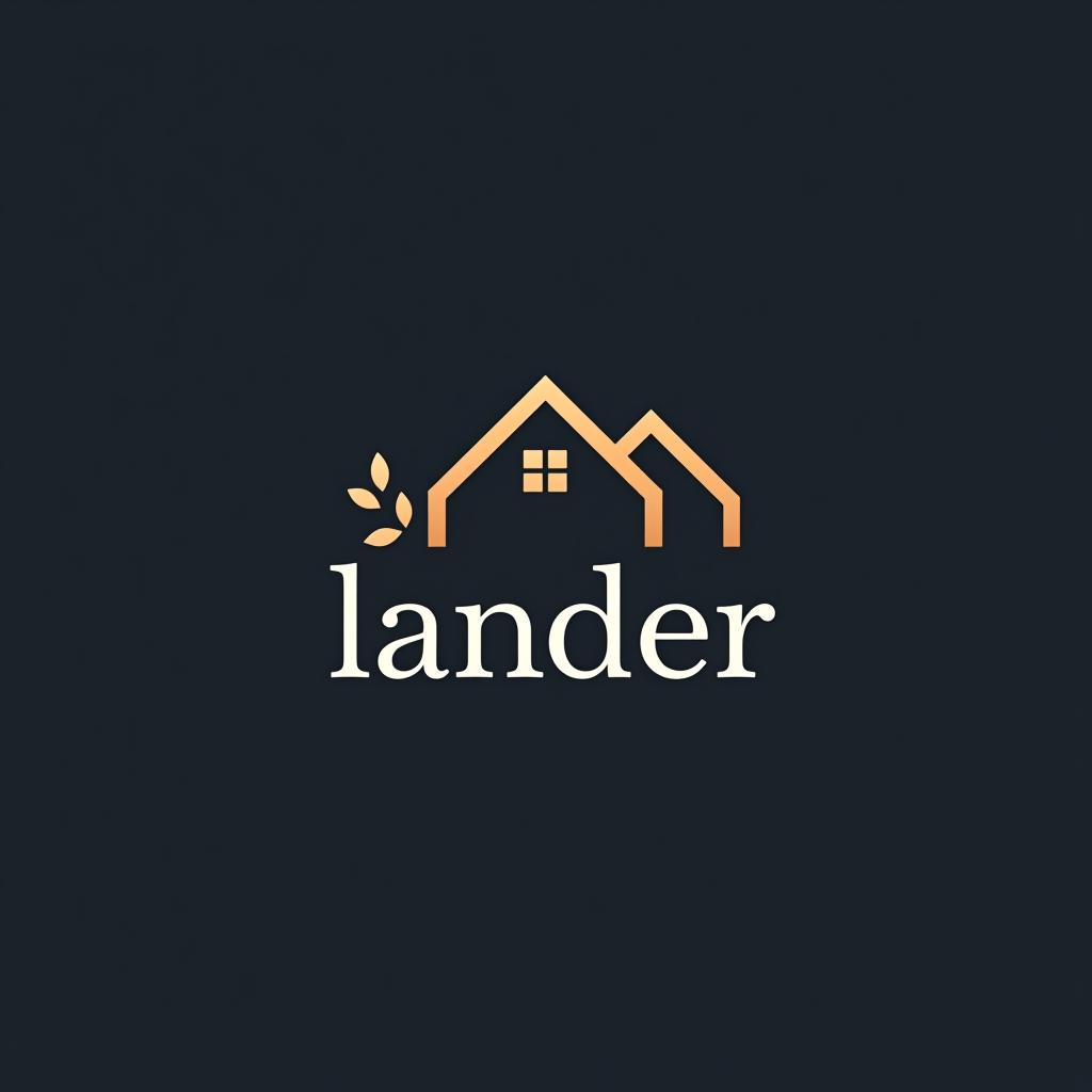  design a logo, minimal line logo in the theme of real estate, with the text ‘lander’