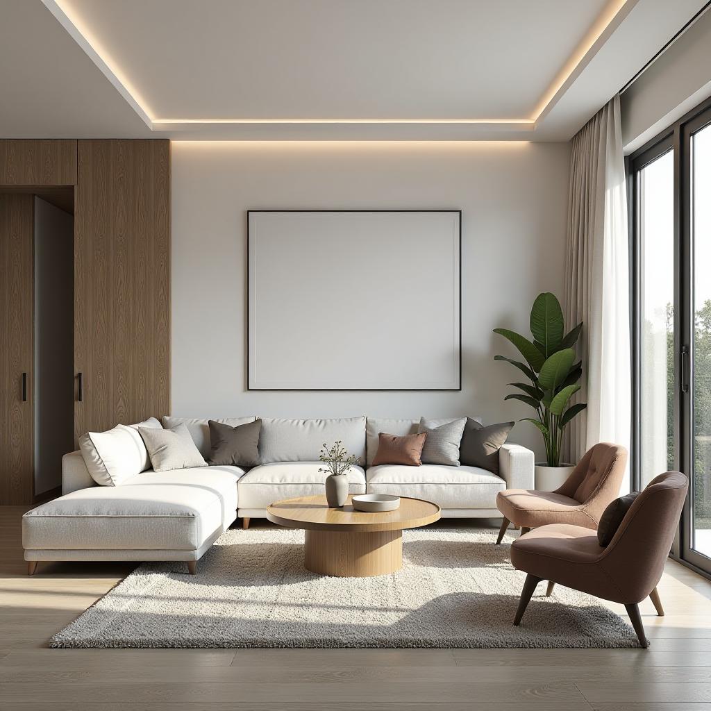  .create a photorealistic rendering of a modern interior living room