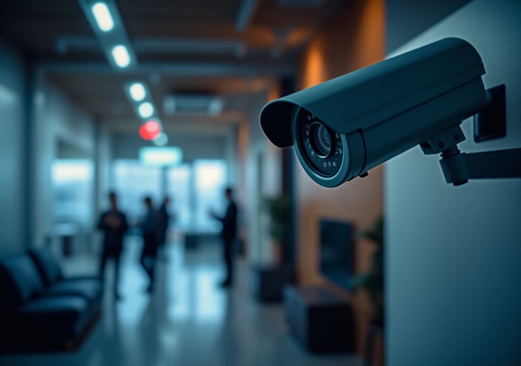  the cctv security camera, using for recording and monitoring the criminals scene that installed on the building interior