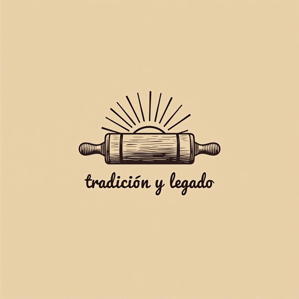  design a logo, in a pencil style. “artessano” simple and elegant design artistic style light and brown tones use a rolling pin image , with the text 'tradición y legado'.