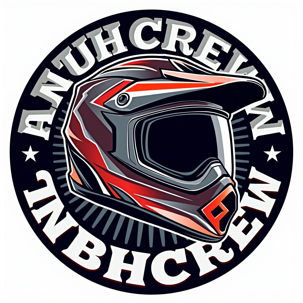  motocross helmet, text around: nbhcrew , (logo:1.15), hq, hightly detailed, 4k