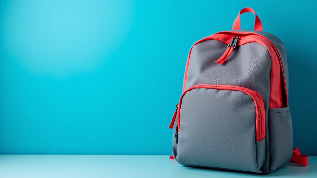  school backpack isolated on blue background with copy space. knowledge day. back to school. education and learning