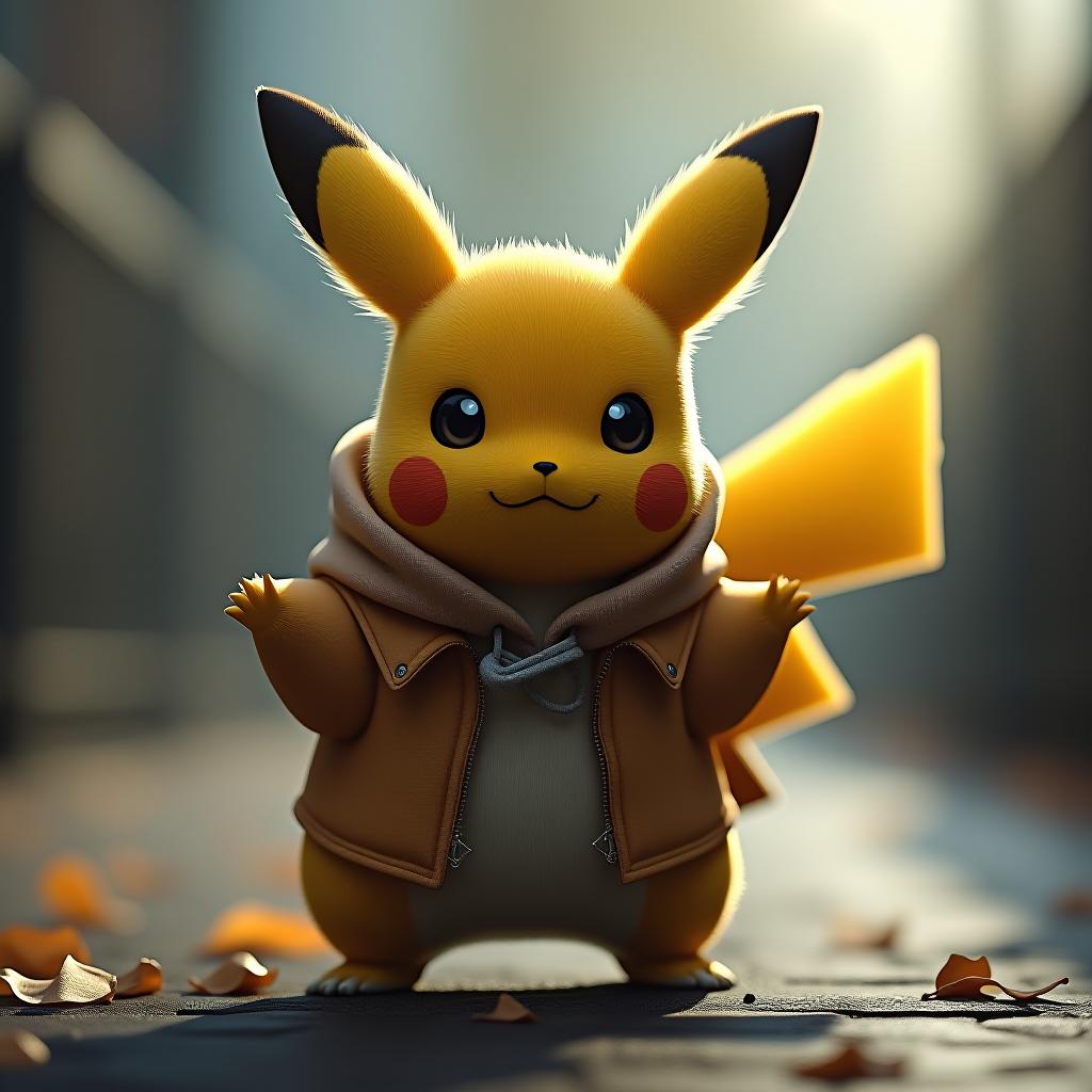  raichu hyperrealistic, full body, detailed clothing, highly detailed, cinematic lighting, stunningly beautiful, intricate, sharp focus, f/1. 8, 85mm, (centered image composition), (professionally color graded), ((bright soft diffused light)), volumetric fog, trending on instagram, trending on tumblr, HDR 4K, 8K