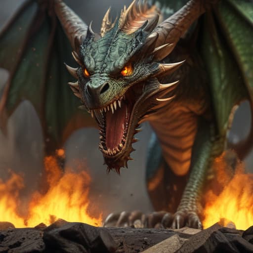 Brazilian realistic, dangerous and angry dragon spiting fire