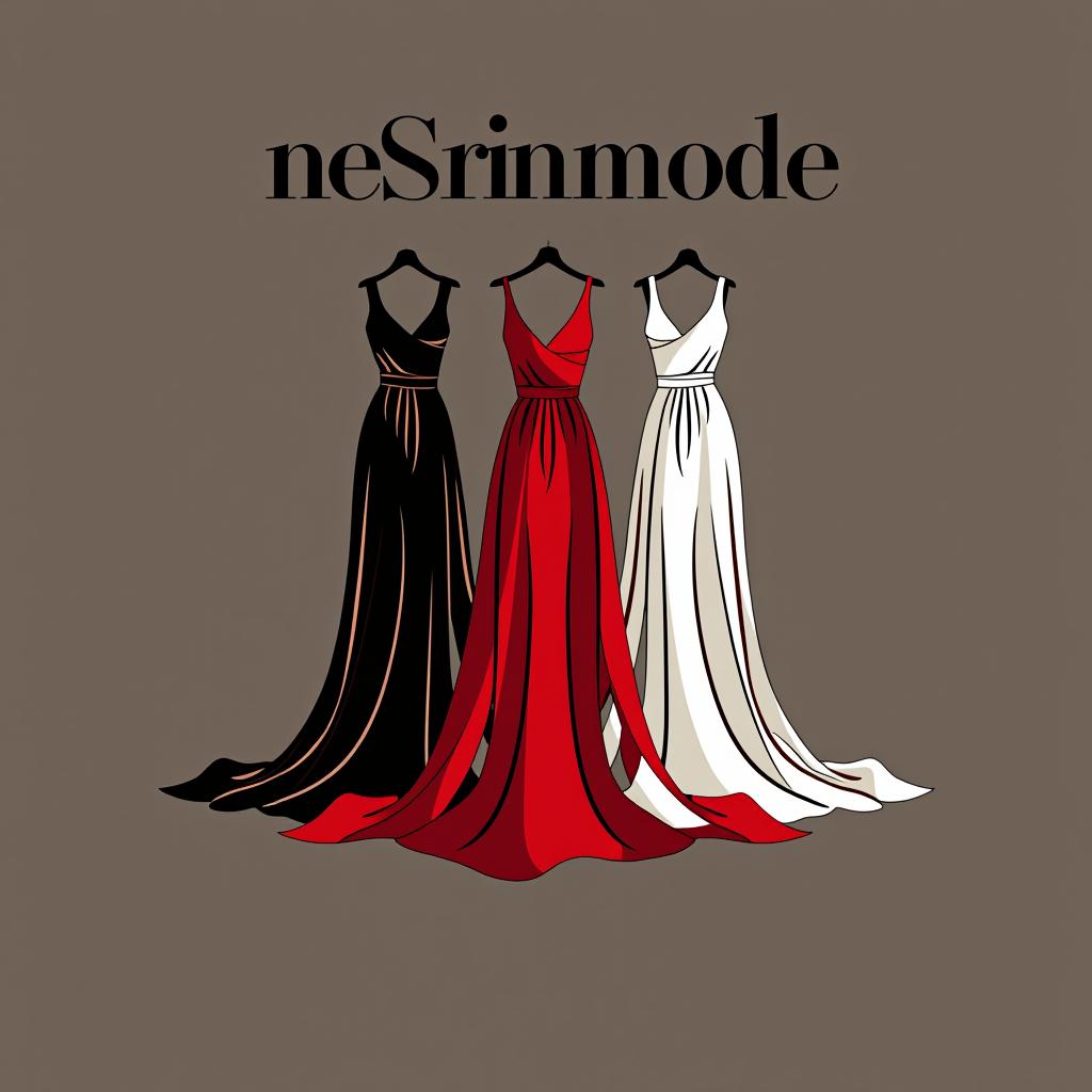  design a logo, es ist für eine abendmode geschäft mit kleidern in schwarz roten weißen farben , with the text 'nesrin mode '.