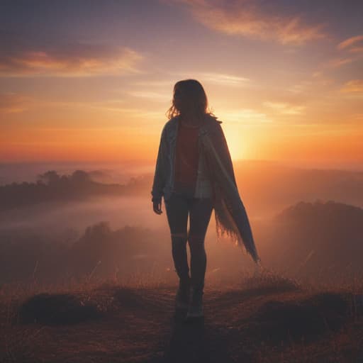 beautiful sunset hyperrealistic, full body, detailed clothing, highly detailed, cinematic lighting, stunningly beautiful, intricate, sharp focus, f/1. 8, 85mm, (centered image composition), (professionally color graded), ((bright soft diffused light)), volumetric fog, trending on instagram, trending on tumblr, HDR 4K, 8K