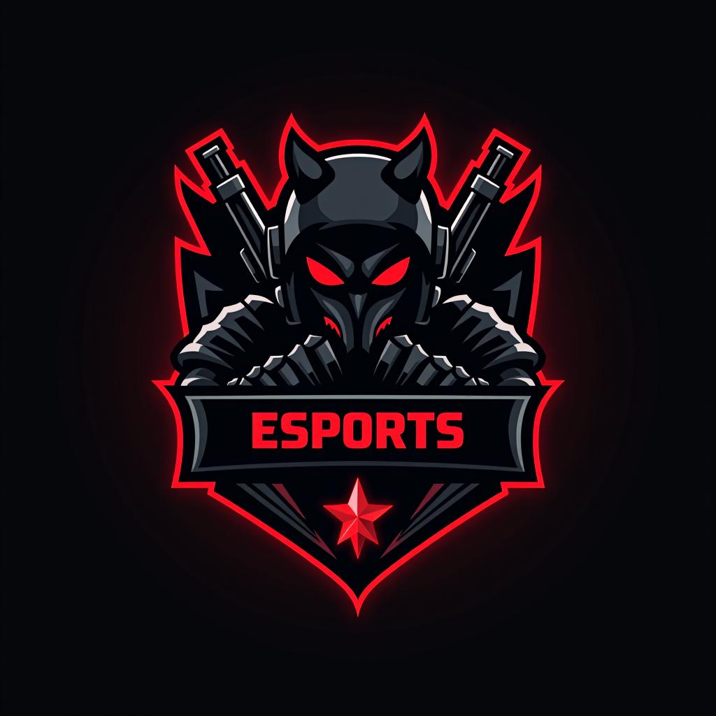  design a logo, esports logo, guns theme, black and red color