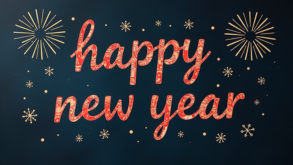  handwriting text "happy new year" ar 16:9 {prompt}, maximum details