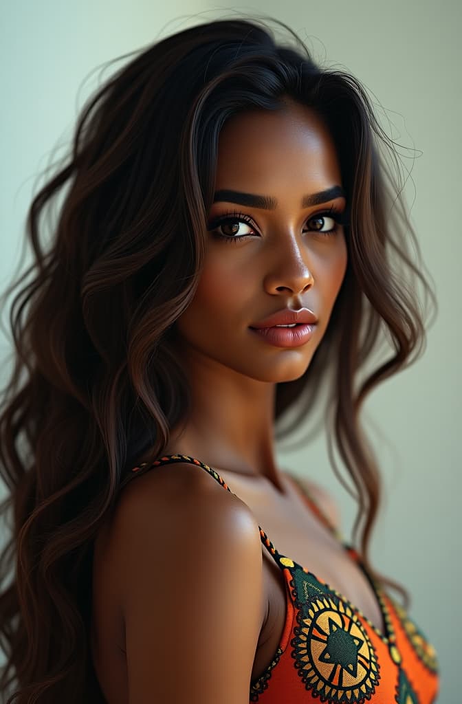  a malagasy 25 woman, with dark long wavy hair, a tanned skin but lighter than general and a french nose hyperrealistic, full body, detailed clothing, highly detailed, cinematic lighting, stunningly beautiful, intricate, sharp focus, f/1. 8, 85mm, (centered image composition), (professionally color graded), ((bright soft diffused light)), volumetric fog, trending on instagram, trending on tumblr, HDR 4K, 8K