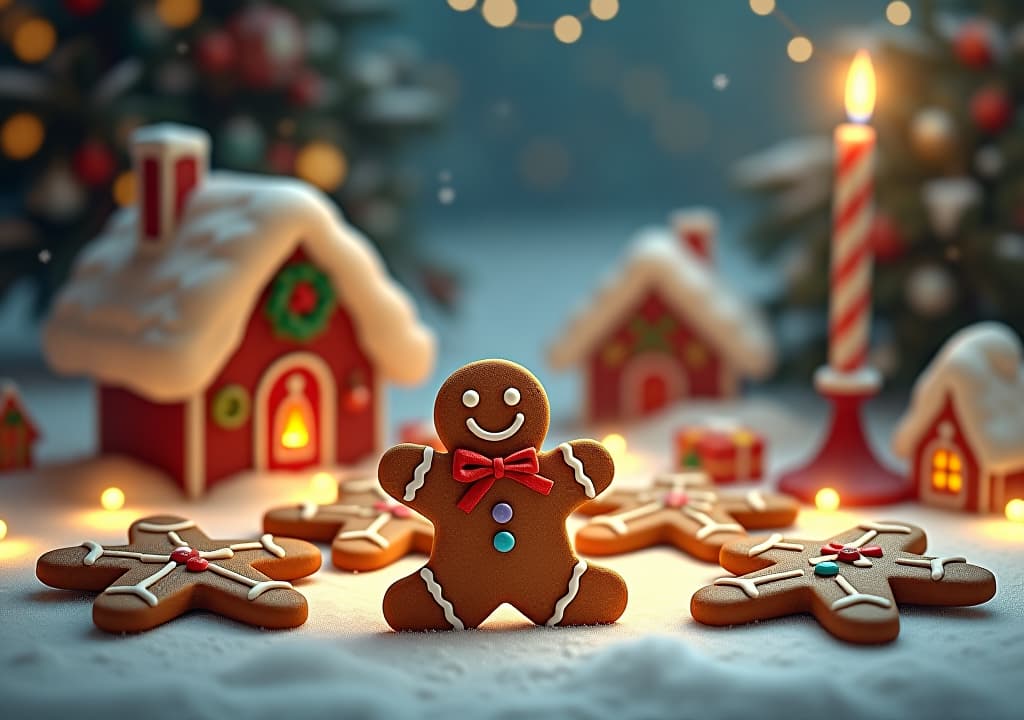  gingerbread cookies for christmas, cinematic, illustration