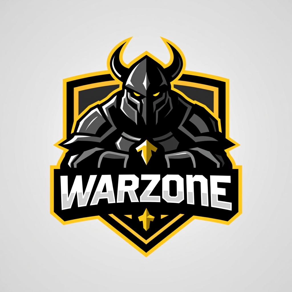  design a logo, esports logo, warrior theme, with text ‘warzone’, black and yellow color