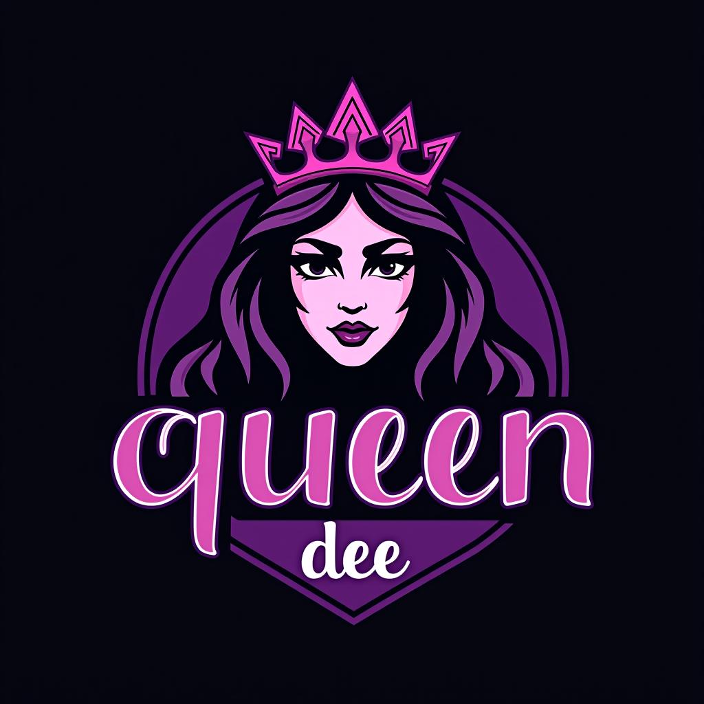  design a logo, in a geometric style. princess black and purple graffiti, with the text 'queen dee'.