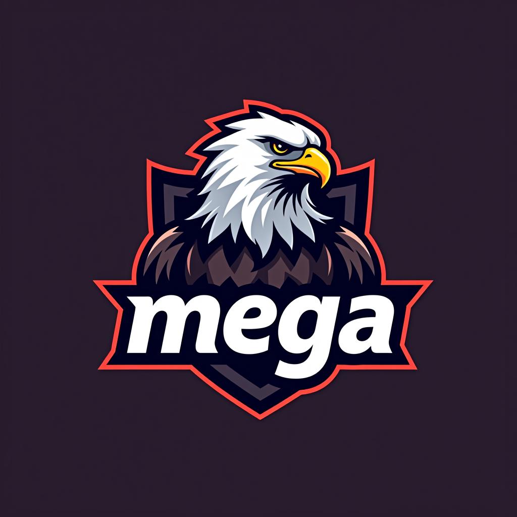  design a logo un aigle royal qui crie, with the text 'mega eagle esports '.