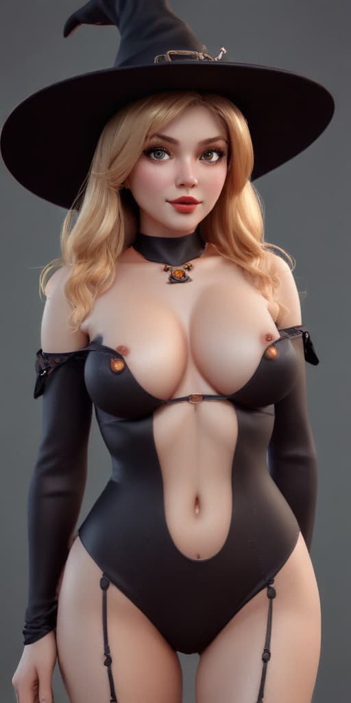 Witch, Pretty, Nipple, Body, 3D, Toon, Style