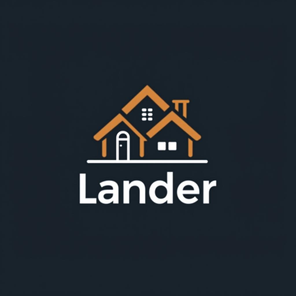  design a logo, minimal line logo in the theme of real estate, with the text ‘lander’