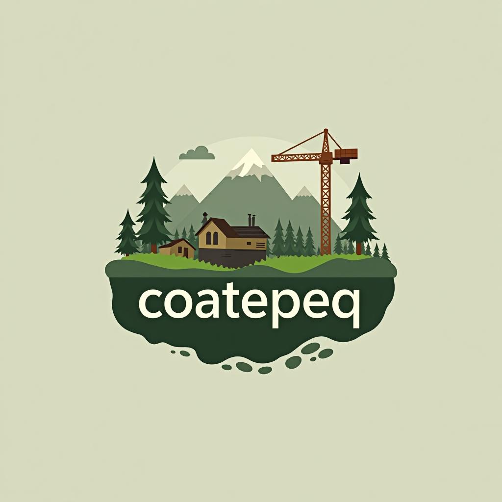  design a logo, construction environment surrounded of nature, with the text 'coatepeq'.