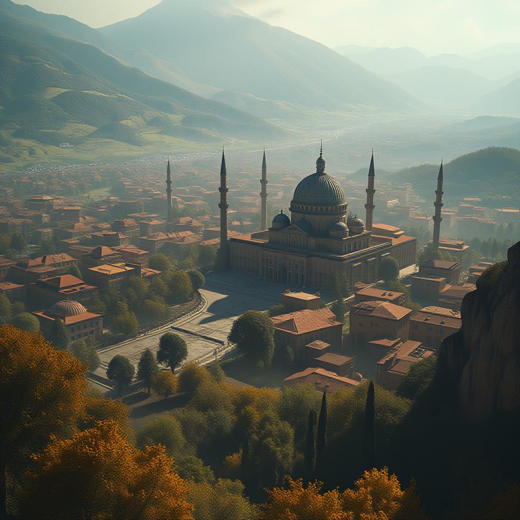  a visual of the ancient appearance of a place in the central region of turkey. the visual should include plenty of historical and cultural elements. it should also be a city view. specifically yozgat hyperrealistic, full body, detailed clothing, highly detailed, cinematic lighting, stunningly beautiful, intricate, sharp focus, f/1. 8, 85mm, (centered image composition), (professionally color graded), ((bright soft diffused light)), volumetric fog, trending on instagram, trending on tumblr, HDR 4K, 8K