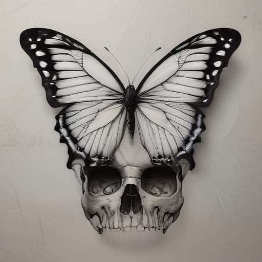 A butterfly positioned in a way so the butterfly’s outline creates a skull