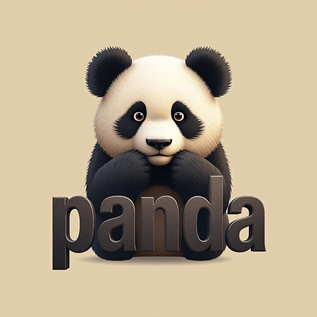  a panda minimal typgraphy text "panda" which made panda