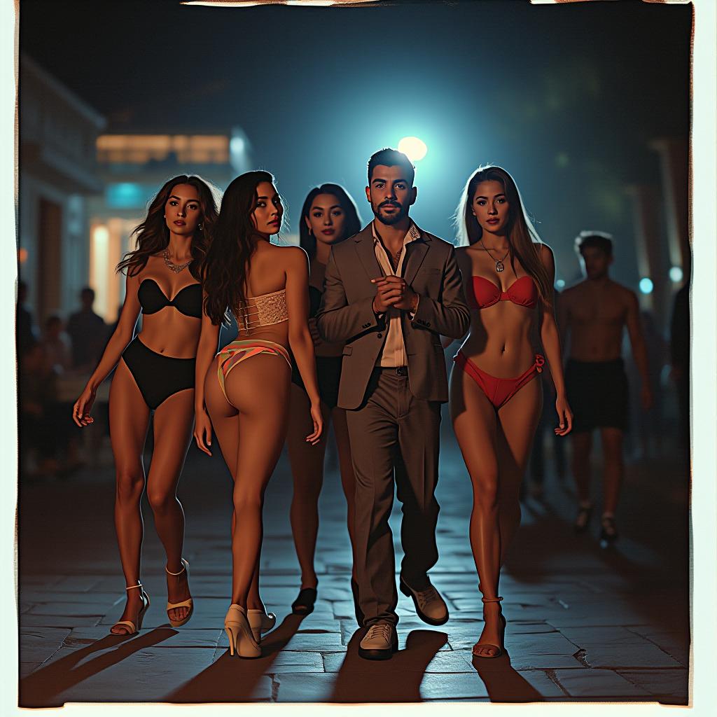  create a professional photograph, night lighting, group of latin friends, chic girls, aestethic, pin up, modern, dancing regeeton, perreando, by polaroid hyperrealistic, full body, detailed clothing, highly detailed, cinematic lighting, stunningly beautiful, intricate, sharp focus, f/1. 8, 85mm, (centered image composition), (professionally color graded), ((bright soft diffused light)), volumetric fog, trending on instagram, trending on tumblr, HDR 4K, 8K