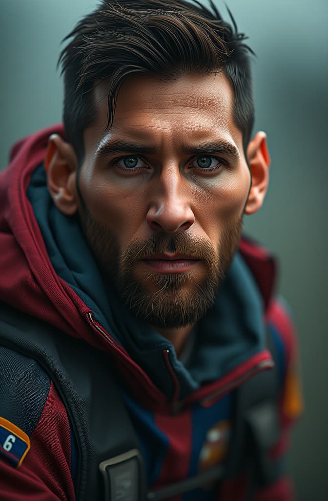  lionel messi es el goat, realistic, portrait, art by donato giancola and greg rutkowski, realistic face, digital art, trending on artstation hyperrealistic, full body, detailed clothing, highly detailed, cinematic lighting, stunningly beautiful, intricate, sharp focus, f/1. 8, 85mm, (centered image composition), (professionally color graded), ((bright soft diffused light)), volumetric fog, trending on instagram, trending on tumblr, HDR 4K, 8K