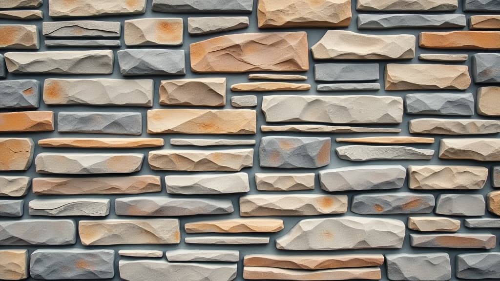  masonry wall of stones with irregular pattern texture background