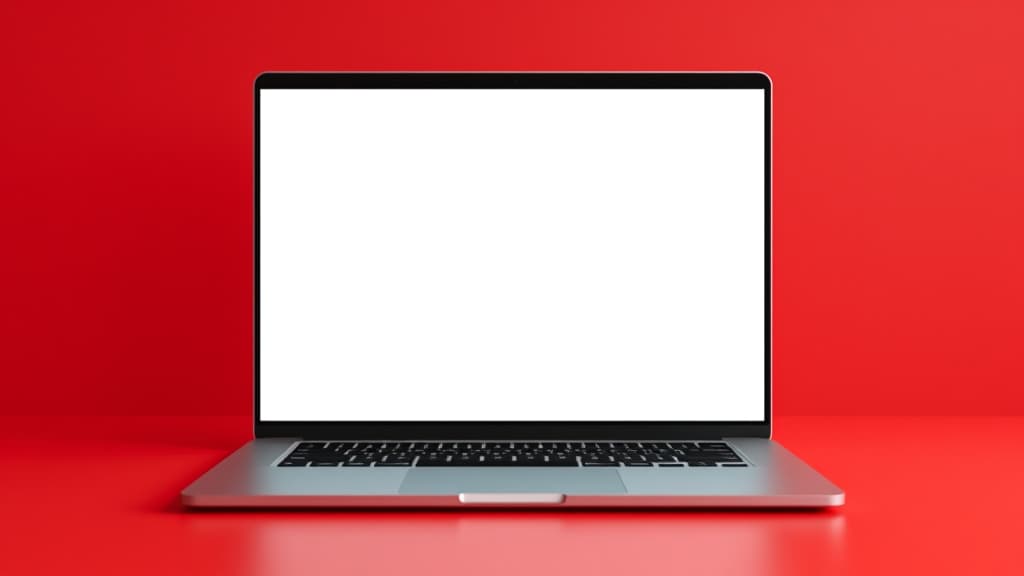  laptop mockup with blank screen isolated on red background.for product marketing,e commerce websites.transparent background