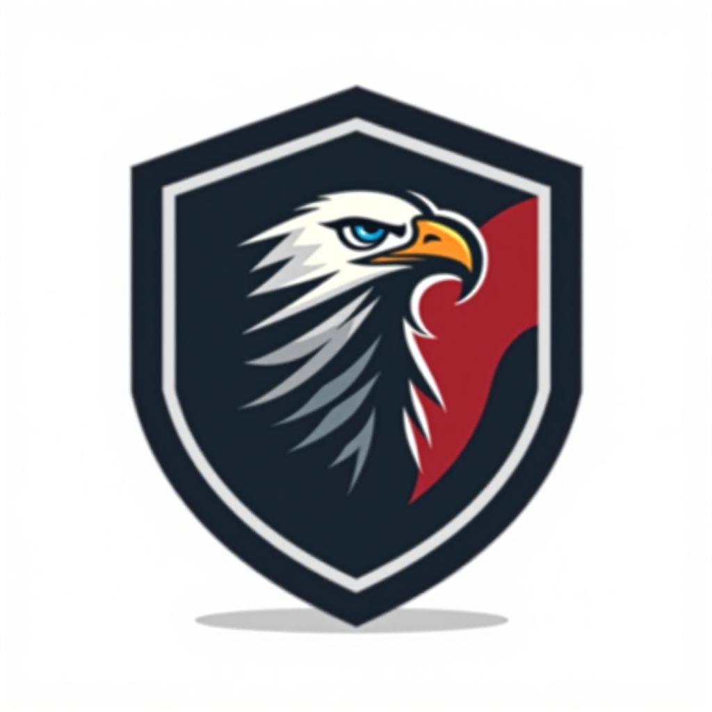  design a logo, create an emblem logo using an eagle’s eye and a shield, emphasizing the company’s focus on vigilance and protection.