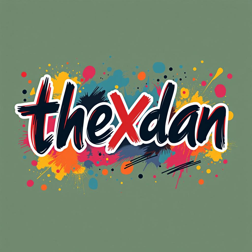  text thexadman, (logo), creative, unique, abstract, colorful, hand drawn, brush strokes, freeform shapes, expressive, playful