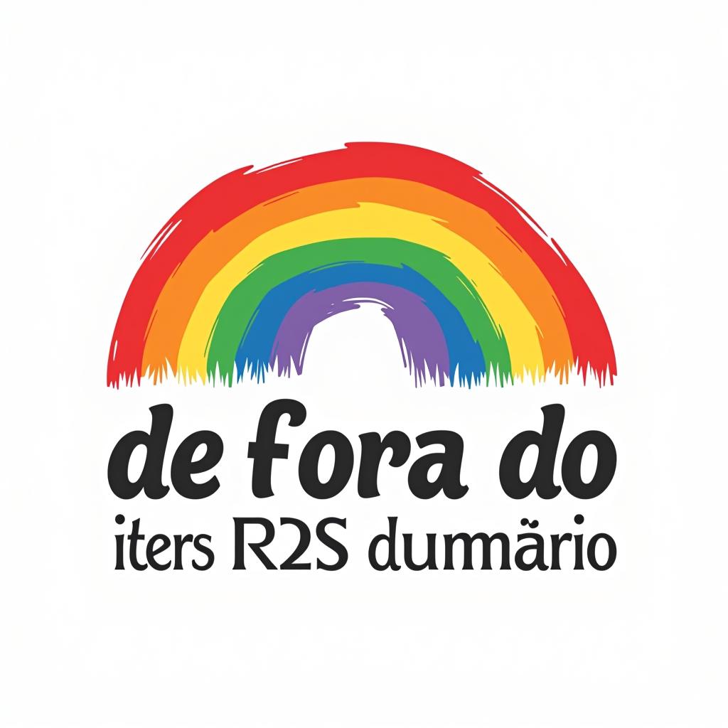  design a logo, ong que trabalha com lgbtq+, itens em arco íris , with the text 'de fora do armário '.