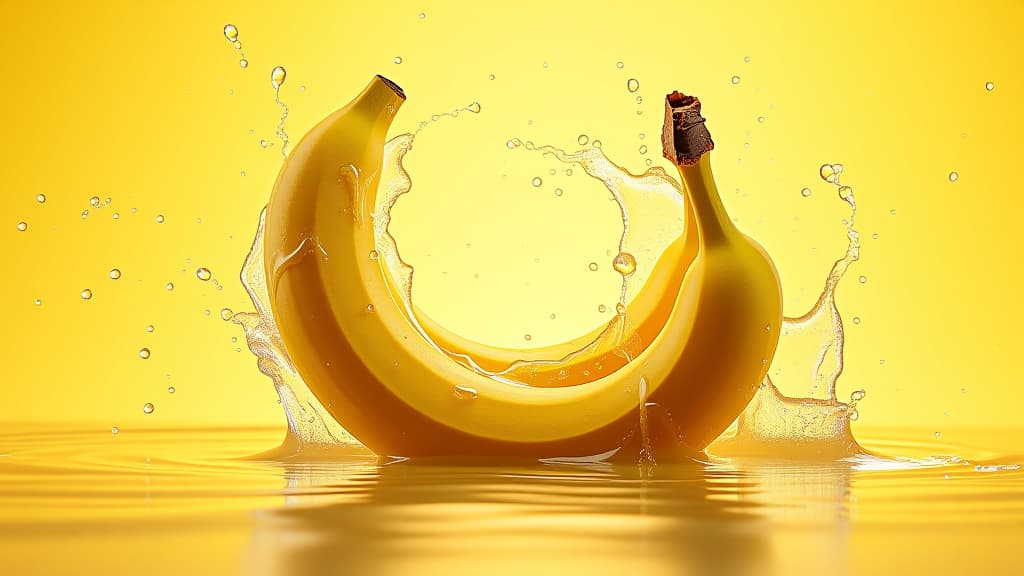  surreal liquid explosion with fresh bananas on bright background high resolution image of bananas and water spray in photorealistic detail