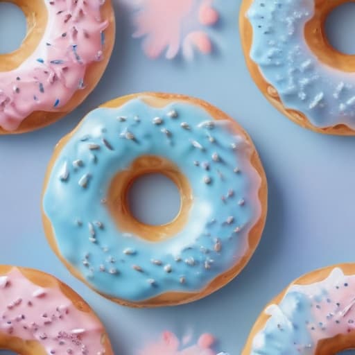 Sweet donut in blue and pink glaze