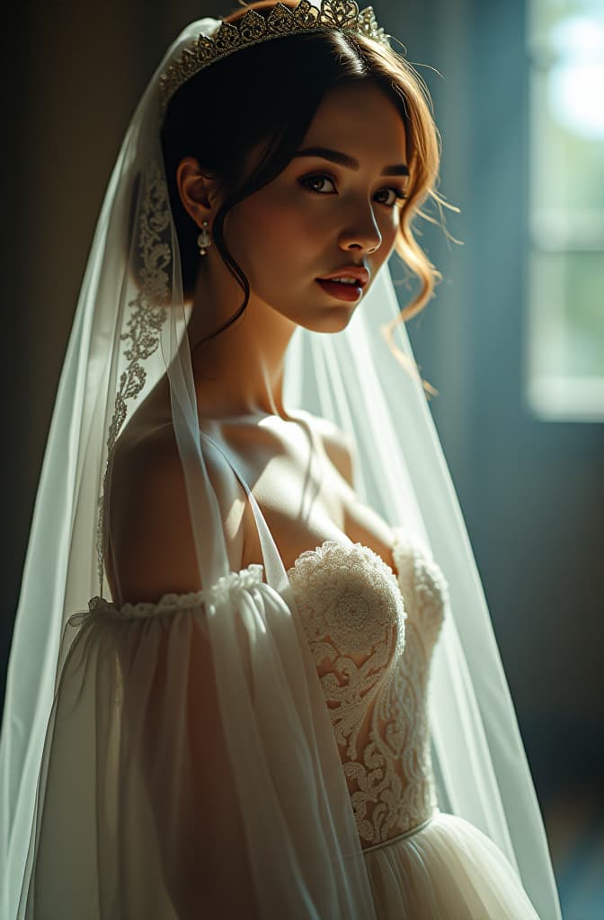  me as a bride hyperrealistic, full body, detailed clothing, highly detailed, cinematic lighting, stunningly beautiful, intricate, sharp focus, f/1. 8, 85mm, (centered image composition), (professionally color graded), ((bright soft diffused light)), volumetric fog, trending on instagram, trending on tumblr, HDR 4K, 8K