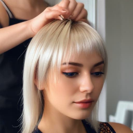 An image of a person with foil in their hair sitting in a salon, a stylist applying color, bright lighting, detailed, realistic