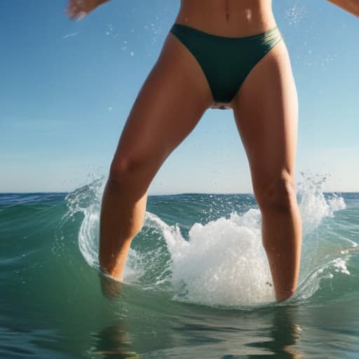 tanned woman with giant booty waves her arms and shuffles her feet. she drowning underwater. in full growth