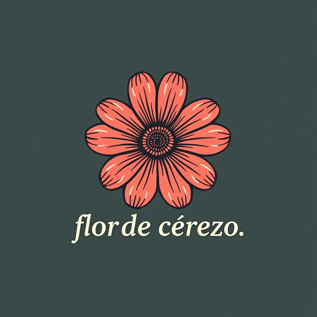  design a logo, una flor de cerezo sería la idea medio vintage , with the text 'flor de cerezo '.