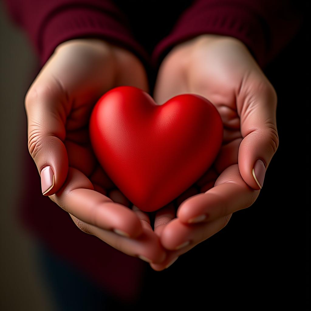  beautiful red heart in hands