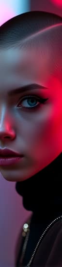  ultra realistic close up portrait ((beautiful pale cyberpunk female with heavy black eyeliner)), blue eyes, shaved side haircut, hyper detail, cinematic lighting, magic neon, dark red city, canon eos r3, nikon, f/1.4, iso 200, 1/160s, 8k, raw, unedited, symmetrical balance, in frame, 8k hyperrealistic, full body, detailed clothing, highly detailed, cinematic lighting, stunningly beautiful, intricate, sharp focus, f/1. 8, 85mm, (centered image composition), (professionally color graded), ((bright soft diffused light)), volumetric fog, trending on instagram, trending on tumblr, HDR 4K, 8K