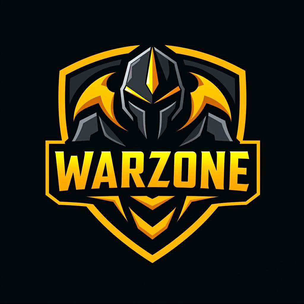  design a logo, esports logo, warrior theme, with text ‘warzone’, black and yellow color