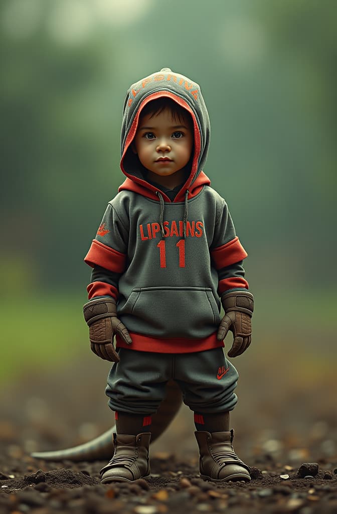  niño de 6 años fan de los dinosauros y portero de futbo soccer hyperrealistic, full body, detailed clothing, highly detailed, cinematic lighting, stunningly beautiful, intricate, sharp focus, f/1. 8, 85mm, (centered image composition), (professionally color graded), ((bright soft diffused light)), volumetric fog, trending on instagram, trending on tumblr, HDR 4K, 8K