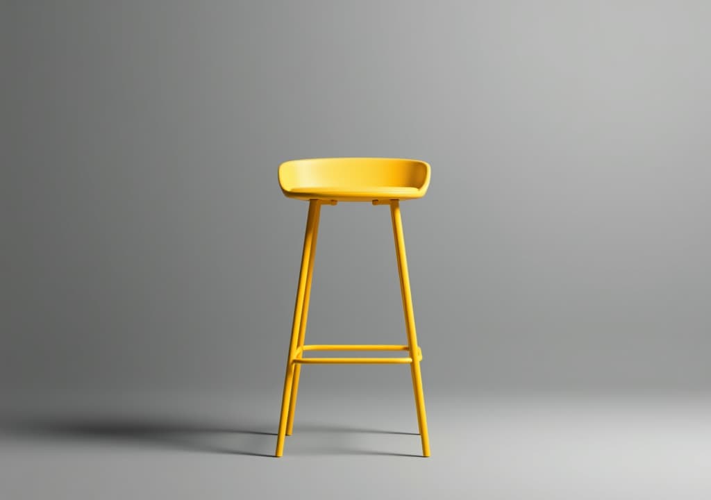  yellow bar stool standing out on a grey background, yellow, bar stool, furniture, minimalism, interior design, contrast