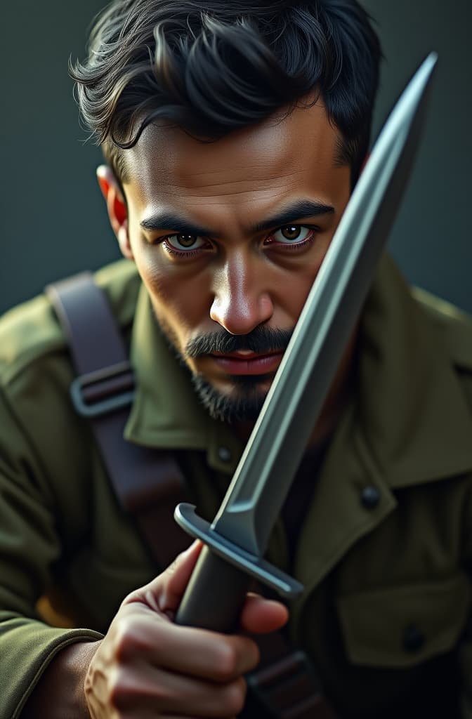  generate simple fixed blade combat knife from wwi, realistic, portrait, art by donato giancola and greg rutkowski, realistic face, digital art, trending on artstation hyperrealistic, full body, detailed clothing, highly detailed, cinematic lighting, stunningly beautiful, intricate, sharp focus, f/1. 8, 85mm, (centered image composition), (professionally color graded), ((bright soft diffused light)), volumetric fog, trending on instagram, trending on tumblr, HDR 4K, 8K